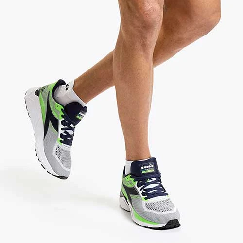 Diadora Men's Mythos Blushield Vigore Running Shoe - White/Black Iris/Neon Mint - Regular (D) 4 Diadora Men's Mythos Blushield Vigore Running Shoe - White/Black Iris/Neon Mint - Regular (D) - Image 2