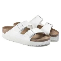 Birkenstock Arizona Platform Vegan - White- Medium/Narrow -Sport Footwear Shop 1018581 pair