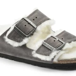 Birkenstock Arizona Shearling Sandals - Iron Natural- Medium/Narrow -Sport Footwear Shop 1021067 detail 1