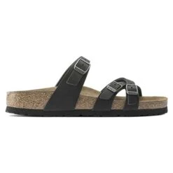 Birkenstock Women's Franca Oiled Leather Sandals- Black- Regular/Wide -Sport Footwear Shop 1021203 side