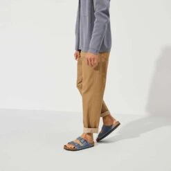 Birkenstock Arizona SFB Oil Leather Sandal - Dusty Blue - Regular/Wide -Sport Footwear Shop 1022477 f look m