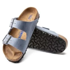 Birkenstock Arizona SFB Oil Leather Sandal - Dusty Blue - Regular/Wide -Sport Footwear Shop 1022477 sole