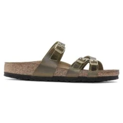 Birkenstock Women's Franca Cork Green Olive Oiled Leather Sandal - Regular/Wide -Sport Footwear Shop 1023310 side