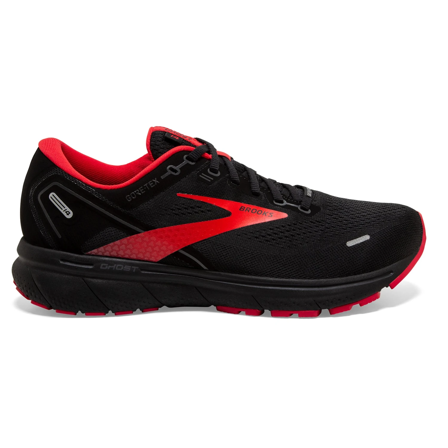 BROOKS Men's Ghost 14 GoreTEX Running Shoe - Black/Blackened Pearl/High Risk Red — Regular (D) 3 BROOKS Men's Ghost 14 GoreTEX Running Shoe - Black/Blackened Pearl/High Risk Red — Regular (D)