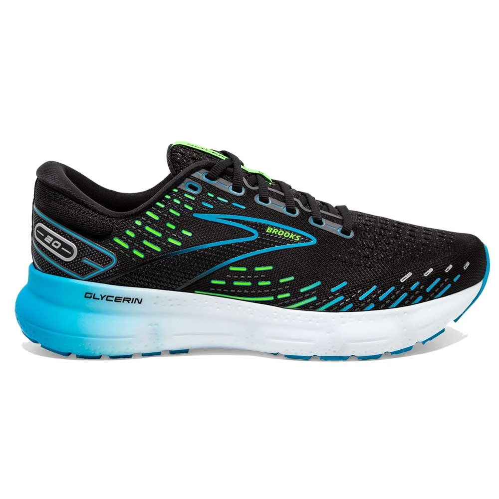 BROOKS Men's Glycerin 20 Running Shoe- Black/Hawaiian Ocean/Green - Regular (D) 3 BROOKS Men's Glycerin 20 Running Shoe- Black/Hawaiian Ocean/Green - Regular (D)