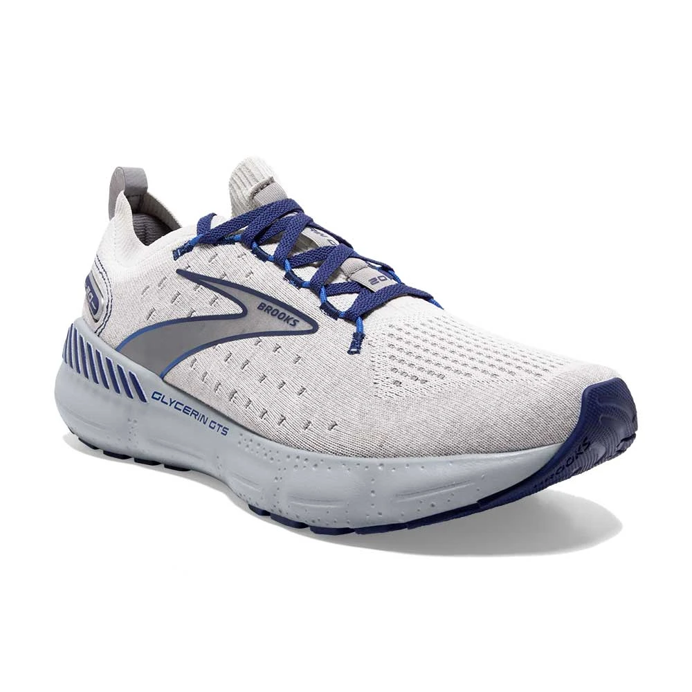 BROOKS Men's Glycerin StealthFit GTS 20 Running Shoe- Oyster/Alloy/Blue Depths- Regular (D) 4 BROOKS Men's Glycerin StealthFit GTS 20 Running Shoe- Oyster/Alloy/Blue Depths- Regular (D) - Image 2
