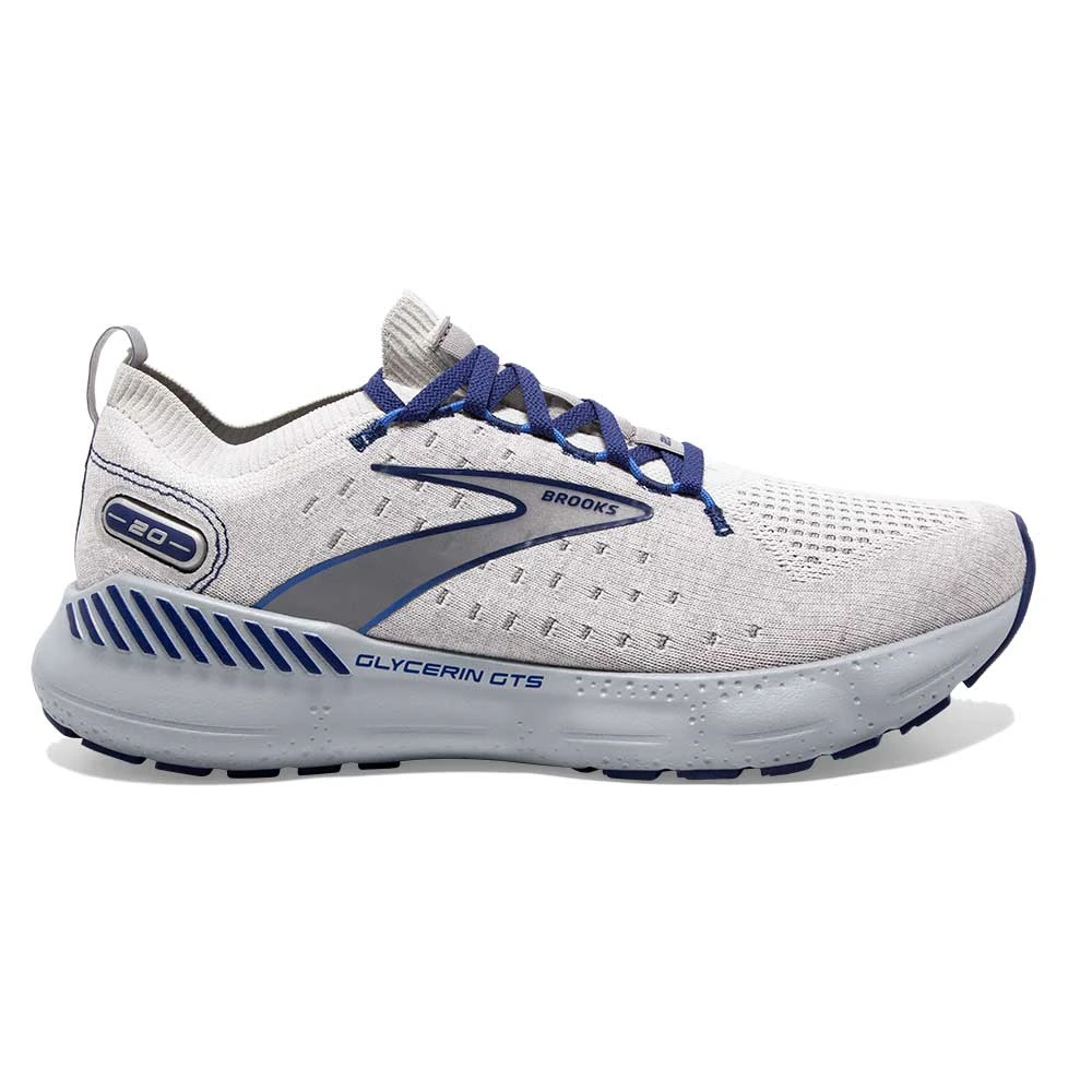 BROOKS Men's Glycerin StealthFit GTS 20 Running Shoe- Oyster/Alloy/Blue Depths- Regular (D) 3 BROOKS Men's Glycerin StealthFit GTS 20 Running Shoe- Oyster/Alloy/Blue Depths- Regular (D)