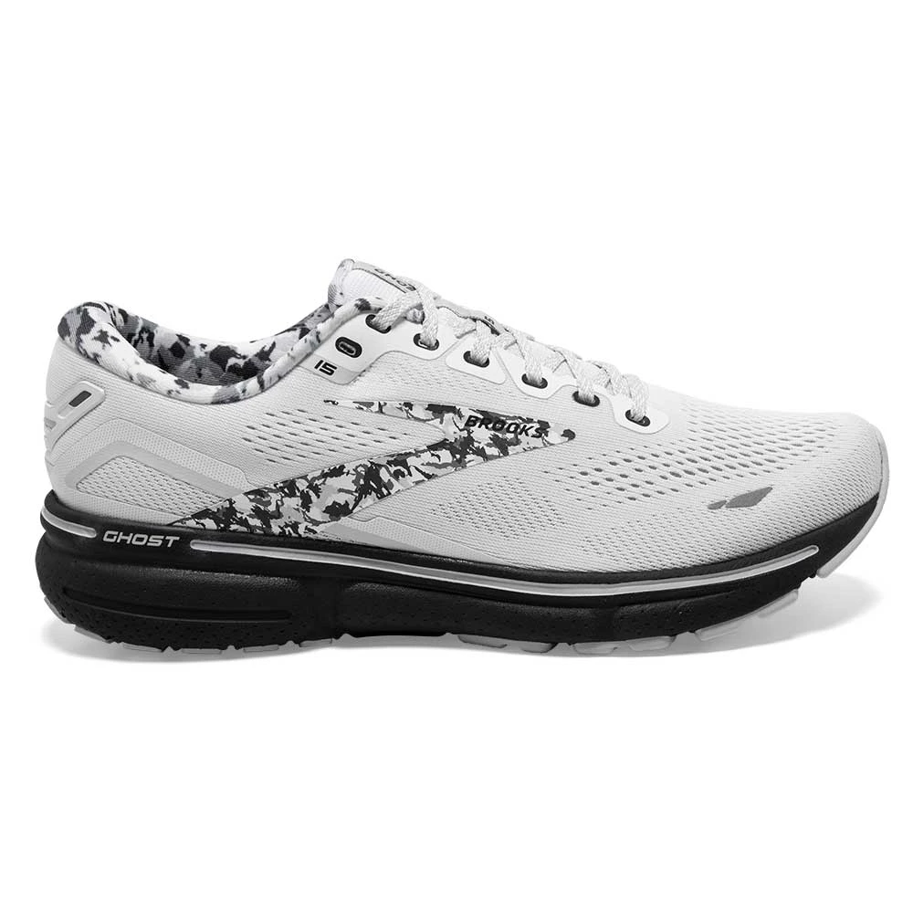 BROOKS Men's Ghost 15 Running Shoe- White/Ebony/Oyster 3 BROOKS Men's Ghost 15 Running Shoe- White/Ebony/Oyster