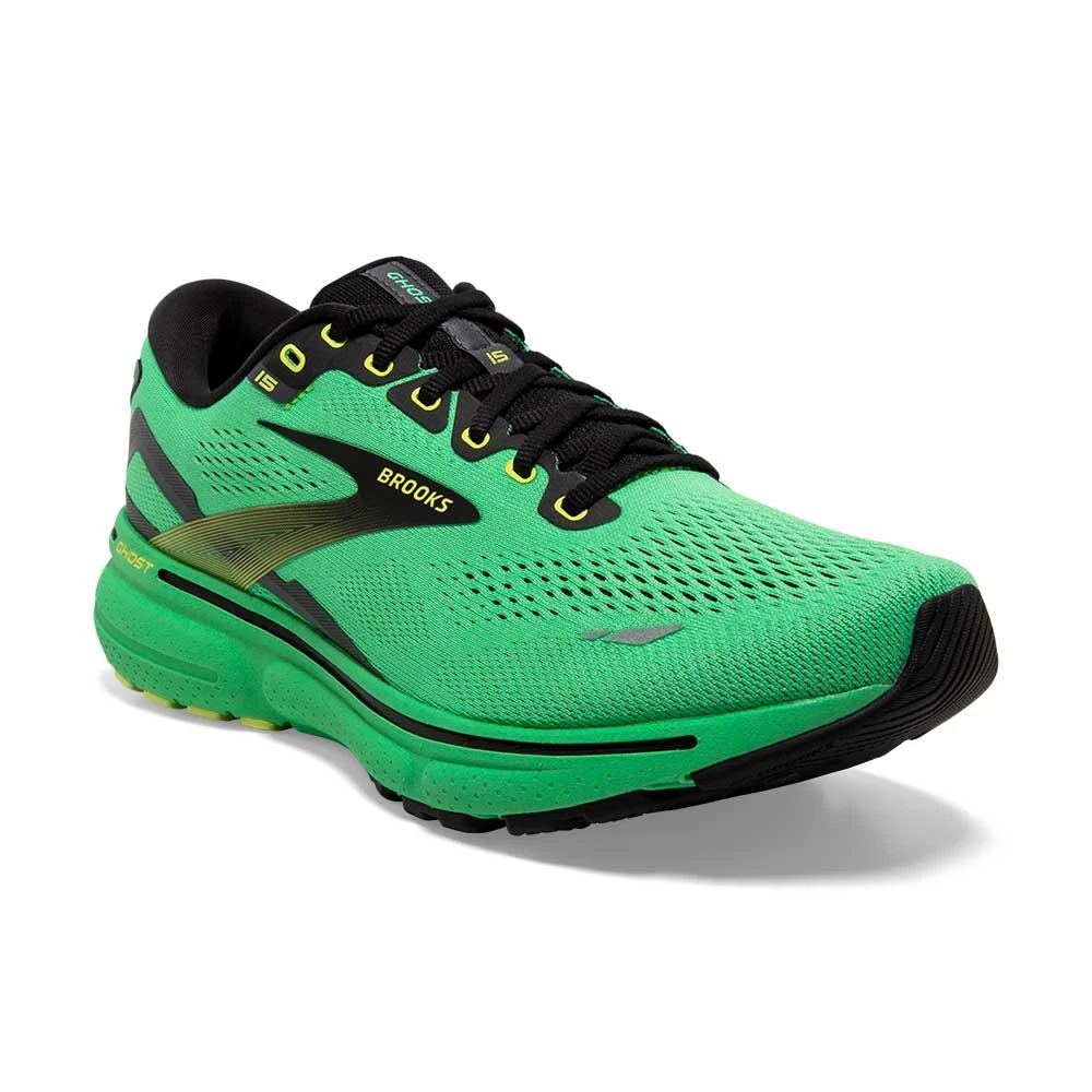 BROOKS Men's Ghost 15 Running Shoe- Green/Black/Sharp Green 4 BROOKS Men's Ghost 15 Running Shoe- Green/Black/Sharp Green - Image 2