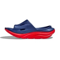 Hoka Unisex Ora Recovery Slide 3 - Bellwether Blue/Red Alert - Regular (D) -Sport Footwear Shop 1135061 BBRA 8