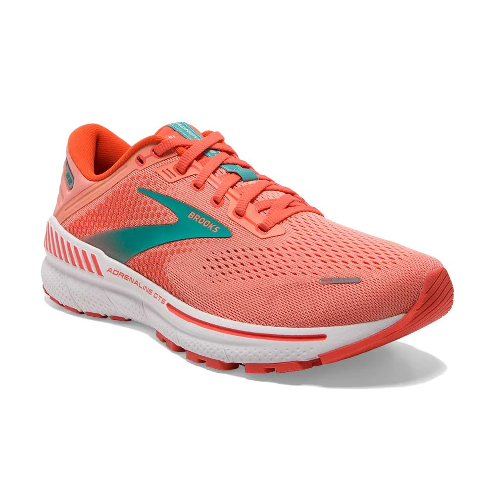 BROOKS Women's Adrenaline GTS 22 Running Shoe- Coral/Latigo Bay/White- Regular (B) 4 BROOKS Women's Adrenaline GTS 22 Running Shoe- Coral/Latigo Bay/White- Regular (B) - Image 2