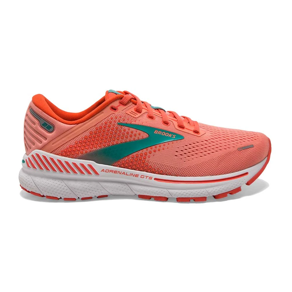 BROOKS Women's Adrenaline GTS 22 Running Shoe- Coral/Latigo Bay/White- Regular (B) 3 BROOKS Women's Adrenaline GTS 22 Running Shoe- Coral/Latigo Bay/White- Regular (B)