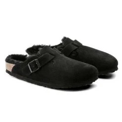 Birkenstock Boston Shearling Black Suede Leather- Regular/Wide -Sport Footwear Shop 259883 pair 1