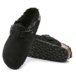 Birkenstock Boston Shearling Black Suede Leather- Regular/Wide -Sport Footwear Shop 259883 sole 1