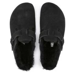 Birkenstock Boston Shearling Black Suede Leather- Regular/Wide -Sport Footwear Shop 259883 top 1