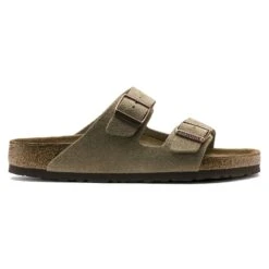 Birkenstock Arizona Soft Footbed Taupe Suede Leather Sandal - Taupe- Regular/Wide -Sport Footwear Shop 951303 side