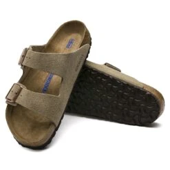 Birkenstock Arizona Soft Footbed Taupe Suede Leather Sandal - Taupe- Regular/Wide -Sport Footwear Shop 951303 sole