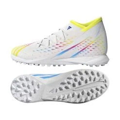 ADIDAS Unisex Predator Edge .3 TF Soccer Shoe - Ftwr White/Solar Yellow/Powder Blue - Regular (D) -Sport Footwear Shop GW0951