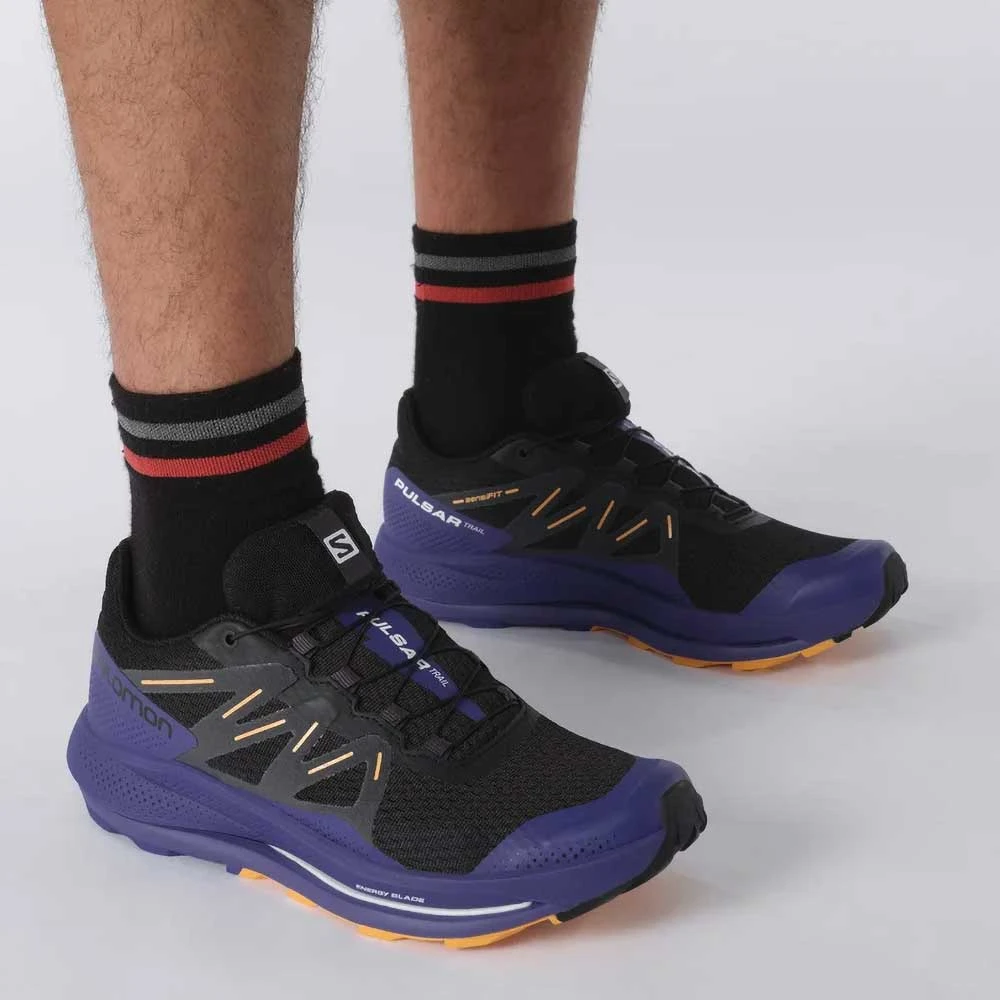Salomon Men's Pulsar Trail Shoe - Black/Clematis Blue/Blazing Orange- Regular (D) 5 Salomon Men's Pulsar Trail Shoe - Black/Clematis Blue/Blazing Orange- Regular (D) - Image 3