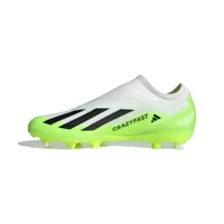 ADIDAS Unisex X Crazyfast .3 Laceless FG Soccer Cleat - Cloud White / Core Black / Lucid Lemon- Regular (D) -Sport Footwear Shop X CRAZYFAST.3 LL FG White HQ4515 06 standard